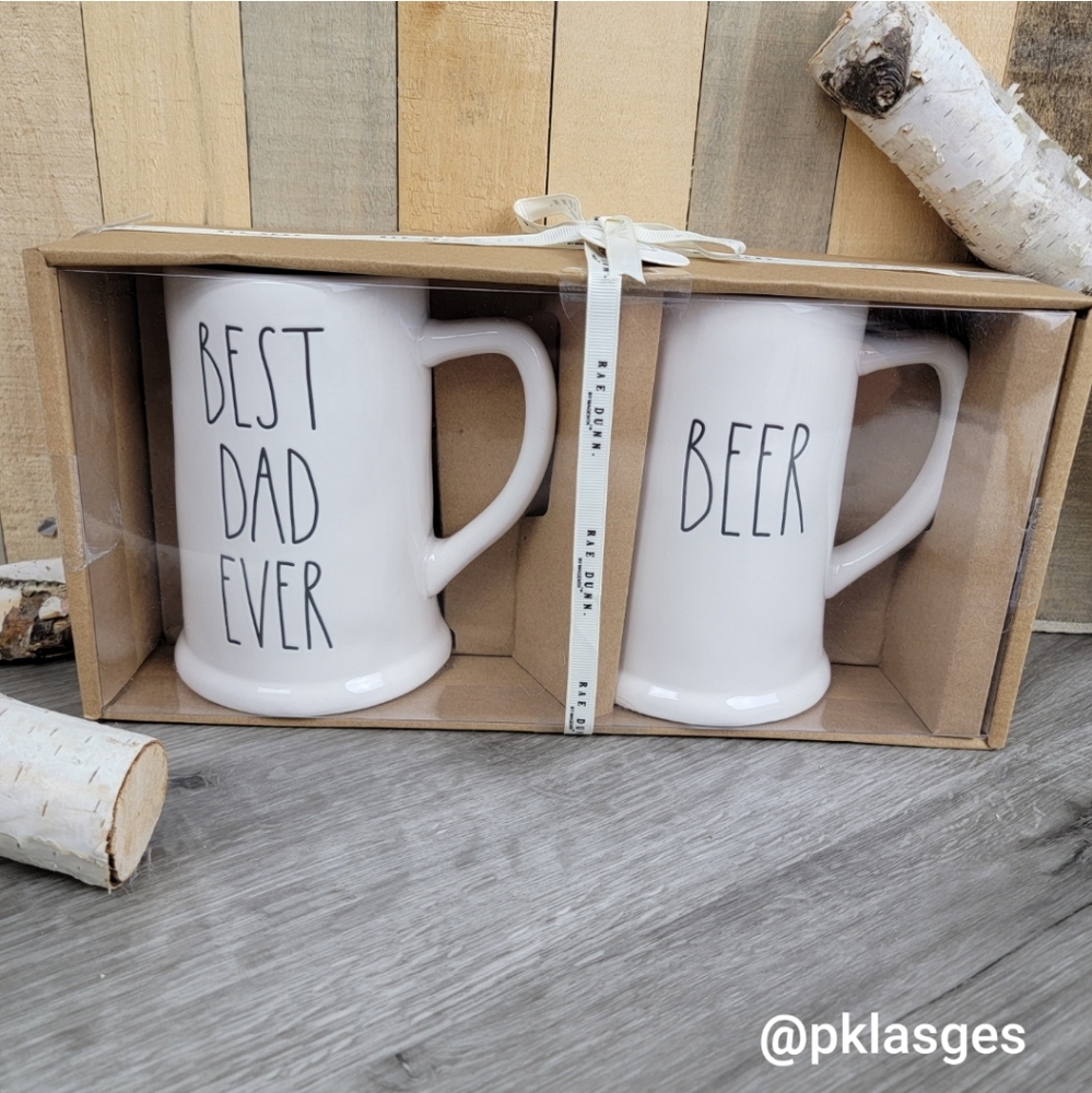 Rae Dunn 2 Beer Stein Mug Gift Set - Picture 7 of 7